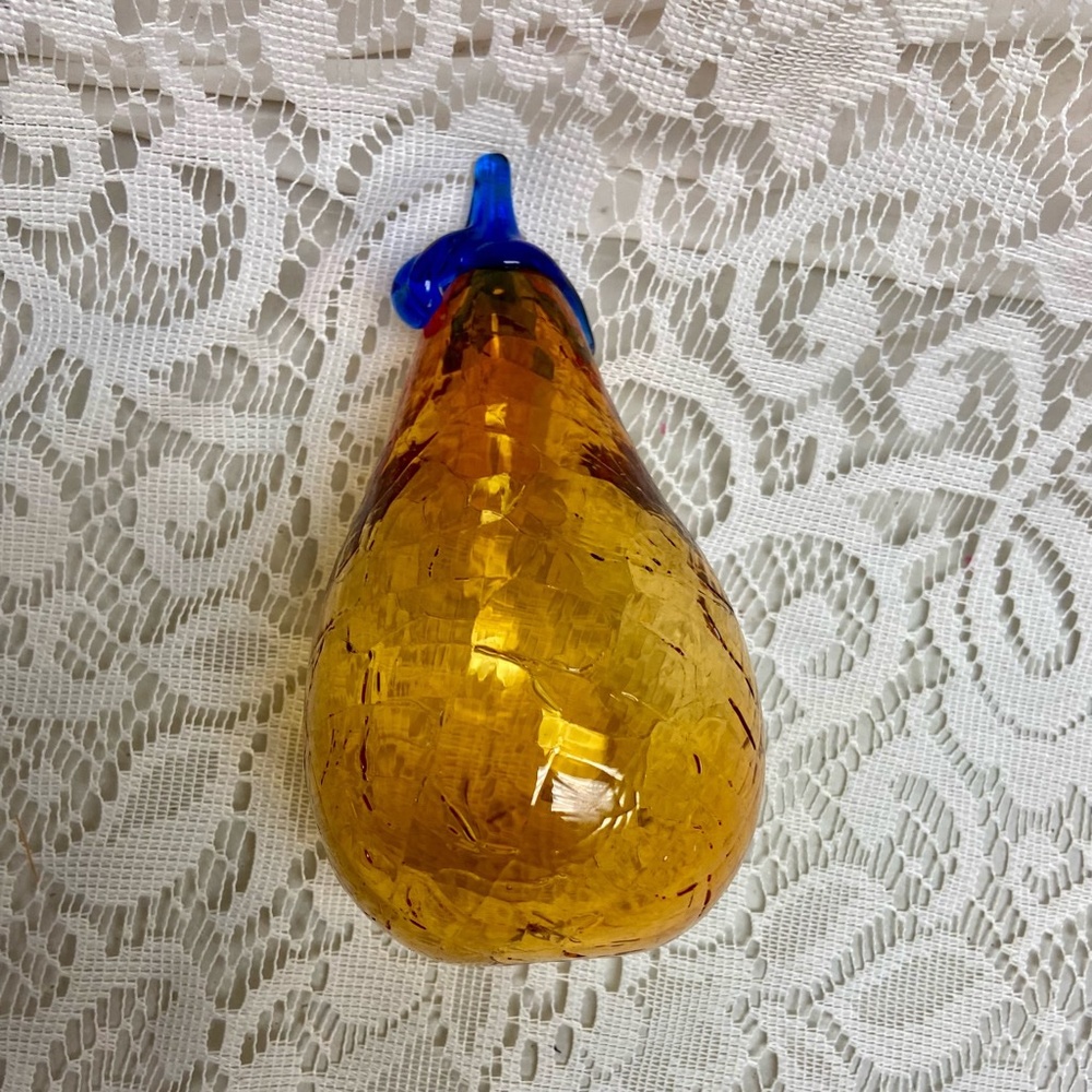 Vintage,   Orange Pear Blown  Glass Christmas Ornaments